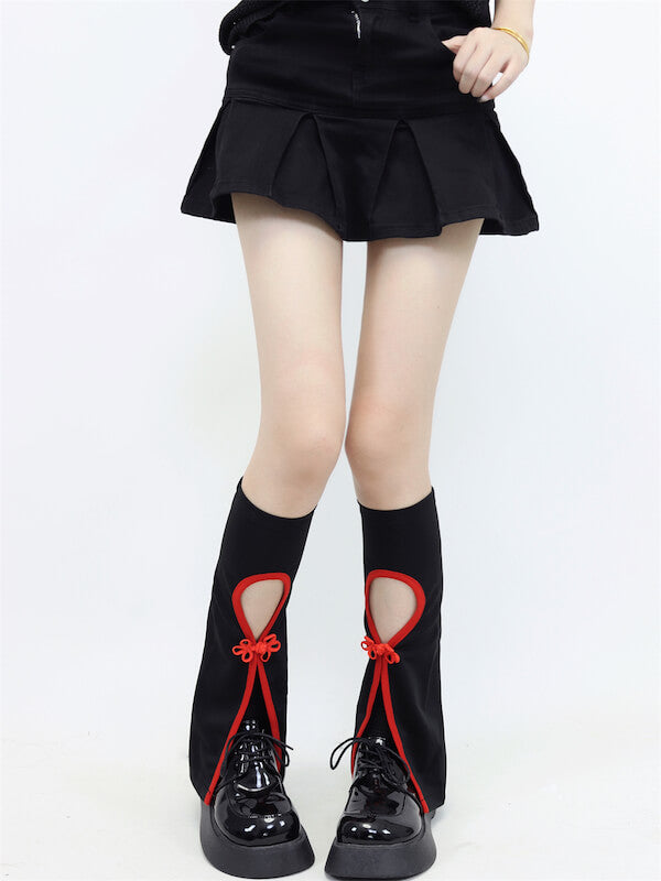 cutiekill-y2k-cheongsam-red-black-leg-warmers-c0089