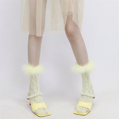 Y2k color furry lace stockings