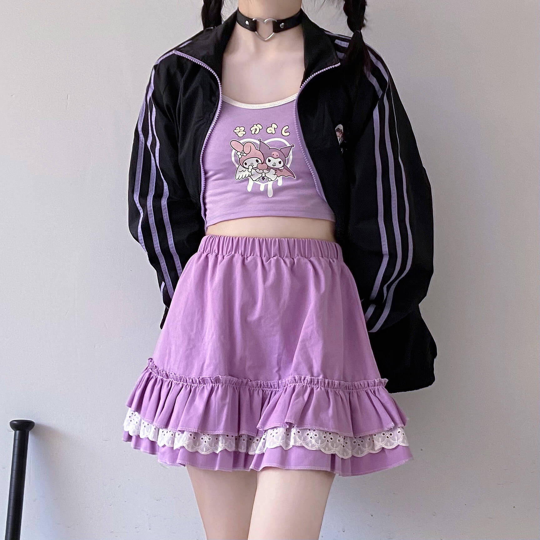 Lolita Mesh Skater Skirt in Lavender LG/XL
