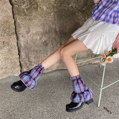 Y2k plaid leg warmers