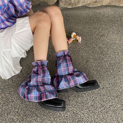 Y2k plaid leg warmers