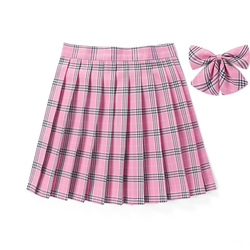 [Peony Pink] Jk vintage plaid seifuku uniform skirt