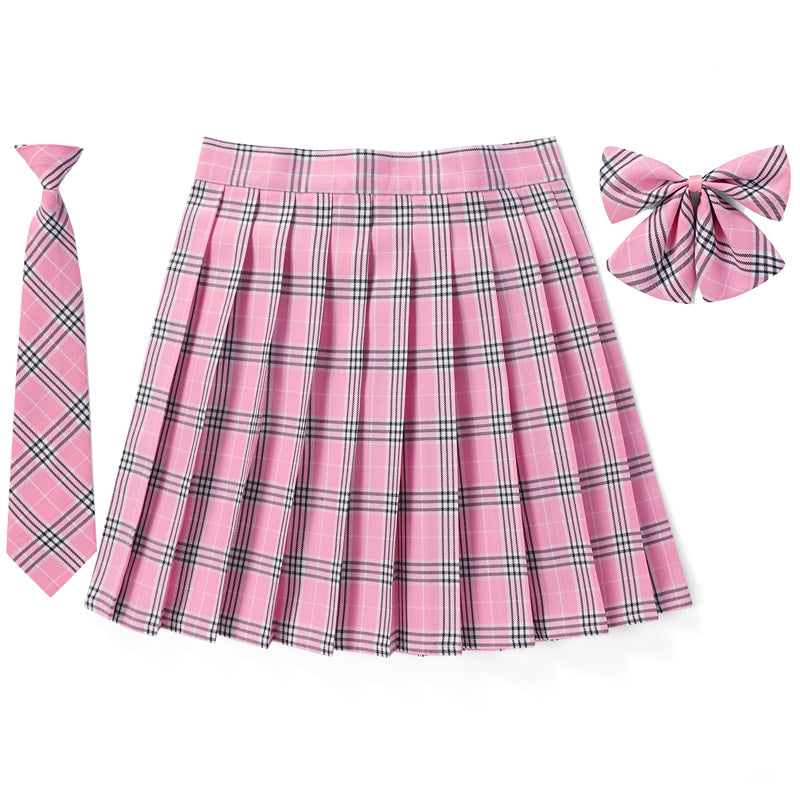 [Peony Pink] Jk vintage plaid seifuku uniform skirt