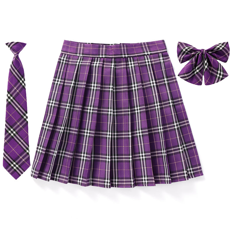 [Purple] JK vintage plaid seifuku uniform skirt