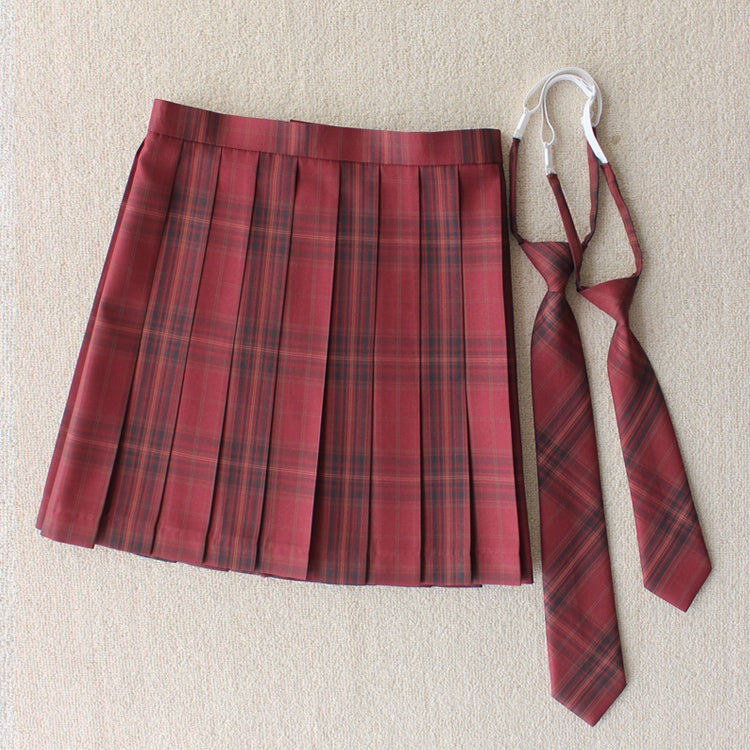 [Jujube Flower Red] JK vintage plaid uniform skirt