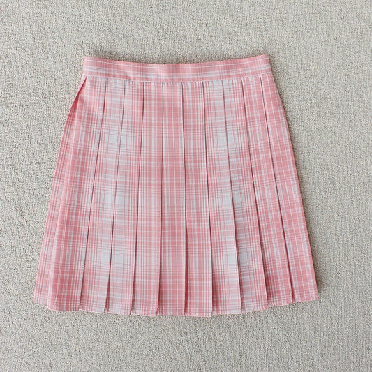 [Blossom Pink] JK vintage plaid uniform skirt