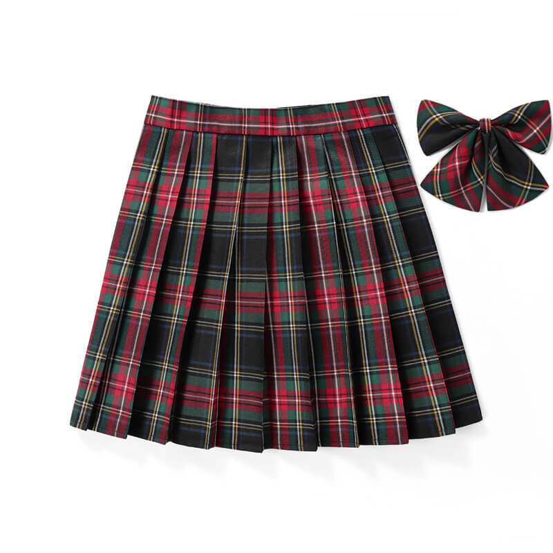 cutiekill-jk-skirt-bow-48cm-vintage-plaid-uniform-skirt-c00905