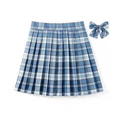 [JK Skirt+Bow] 48cm vintage plaid uniform skirt