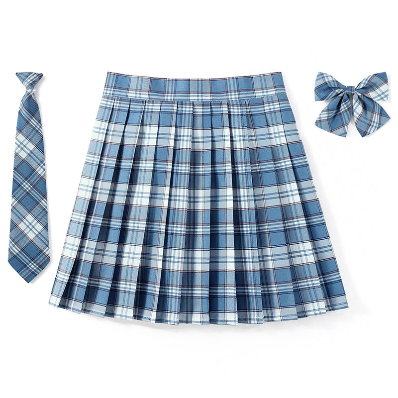 Azure-Blue-cutiekill-jk-vintage-plaid-seifuku-uniform-skirt-c00183