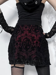 cutiekill-goth-wine-lace-skirt-ah0668