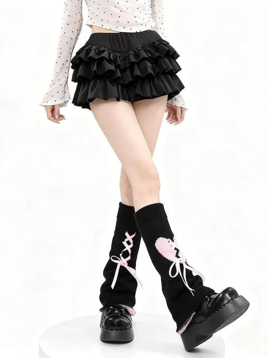 cutiekill-ab-asymmetry-ribbon-heart-y2k-leg-warmer-c0160