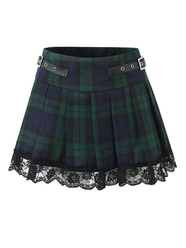 cutiekill-academic-green-plaid-mini-skirt-om0405