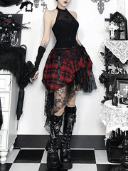 cutiekill-alternative-goth-red-plaid-skirt-ah0918