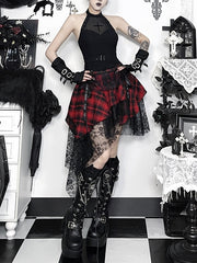 cutiekill-alternative-goth-red-plaid-skirt-ah0918