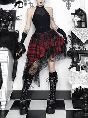 cutiekill-alternative-goth-red-plaid-skirt-ah0918