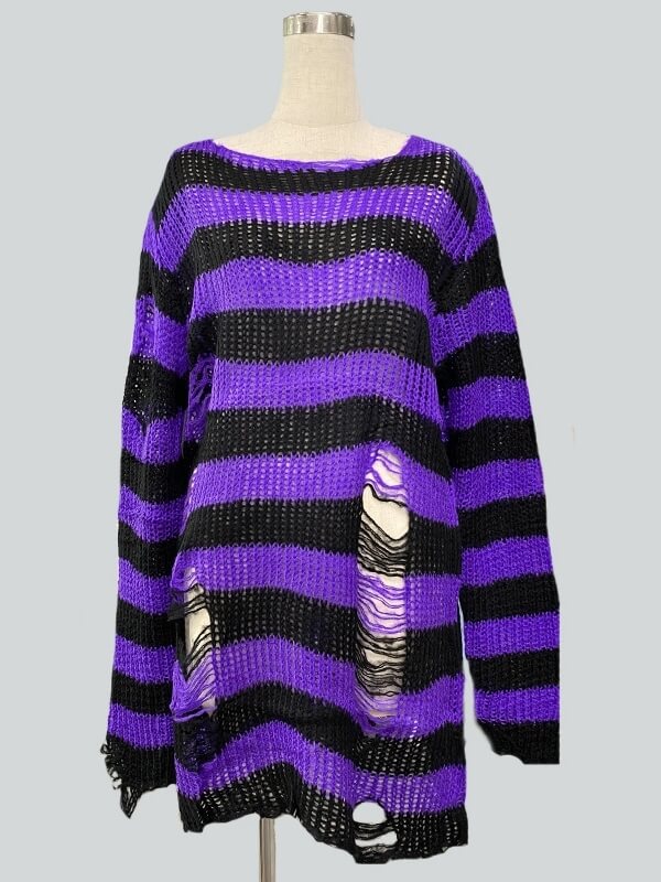 cutiekill-alternative-punk-ripped-stripes-sweater-ah0066