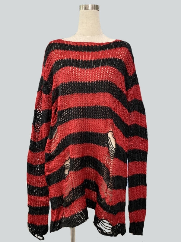 cutiekill-alternative-punk-ripped-stripes-sweater-ah0066