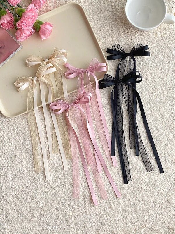 Ballet ribbon lace bow hairclips