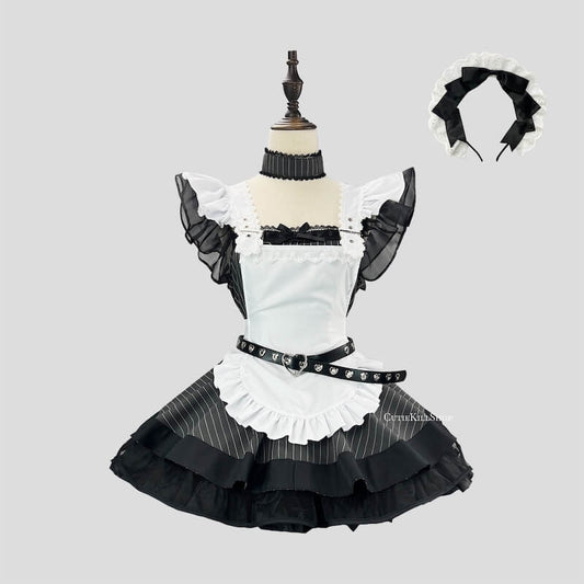 cutiekill-black-white-stripe-maid-dress-ah0908 800