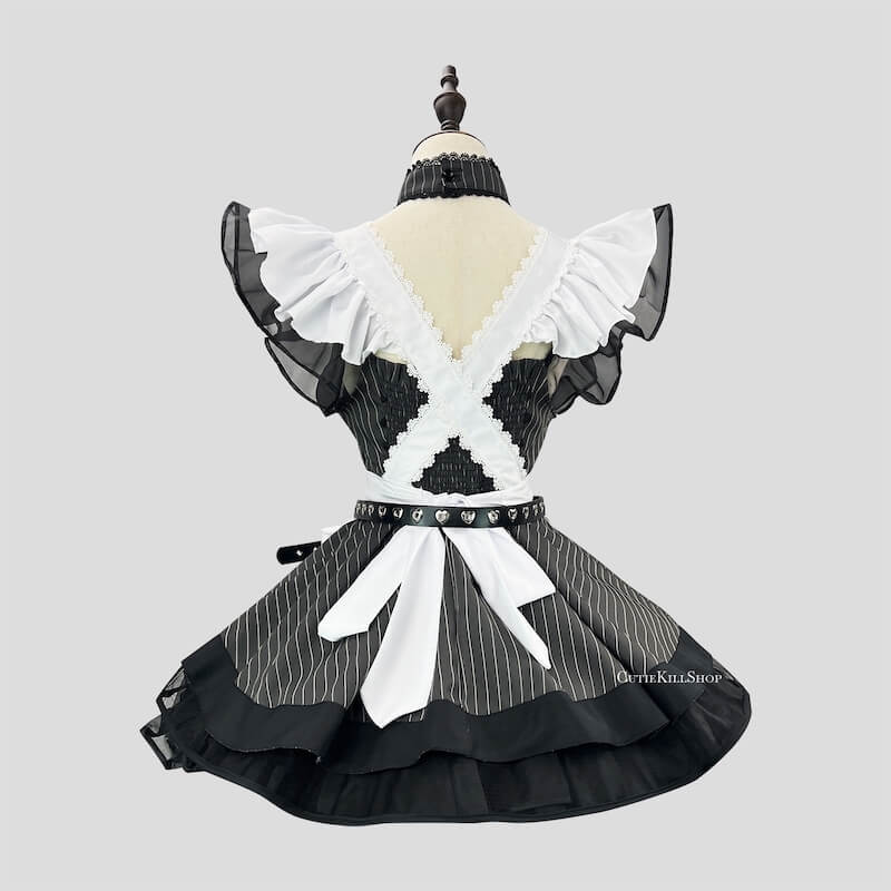 cutiekill-black-white-stripe-maid-dress-ah0908