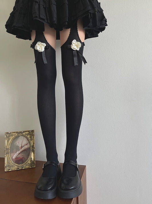 cutiekill-camellia-bow-cut-out-velvet-tights-c0512