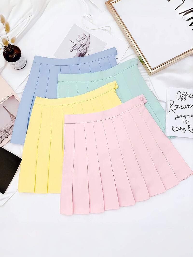 cutiekill-candy-solid-pleated-mini-skirt-c00218