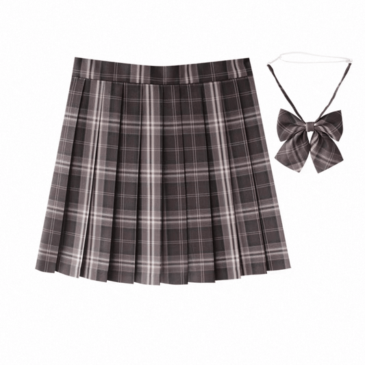 [Chestnut Brown] JK vintage plaid uniform skirt