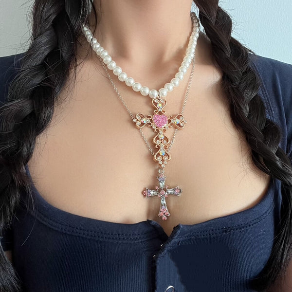 Y2k pink cross necklace – Cutiekill