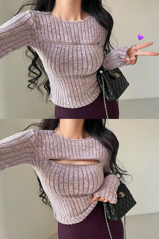cutiekill-cut-out-zip-slim-fit-knit-top-om0479