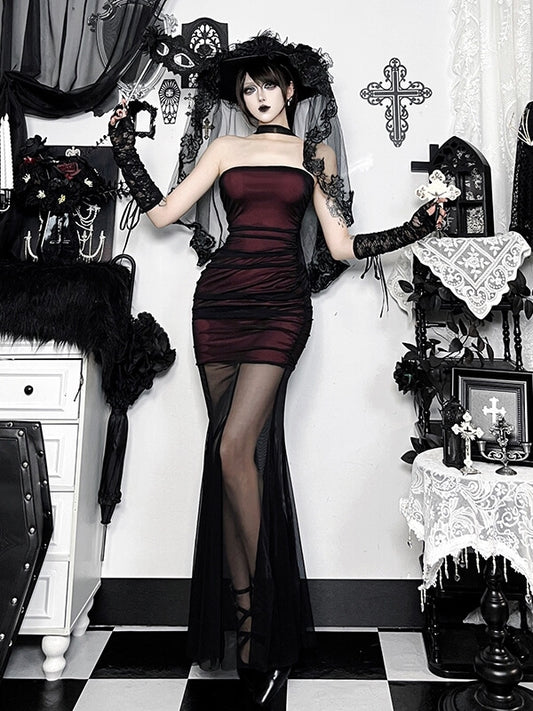 cutiekill-dark-aesthetic-corset-mesh-mermaid-dress-ah0917