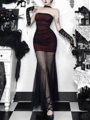 cutiekill-dark-aesthetic-corset-mesh-mermaid-dress-ah0917
