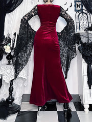 cutiekill-dark-witch-lace-sleeves-high-slit-dress-ah0868