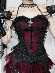 cutiekill-darkness-doll-lace-camisole-layered-skirt-ah0754