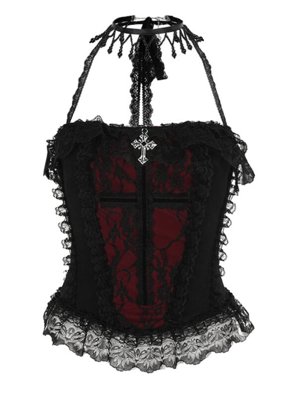 cutiekill-darkness-doll-lace-camisole-layered-skirt-ah0754