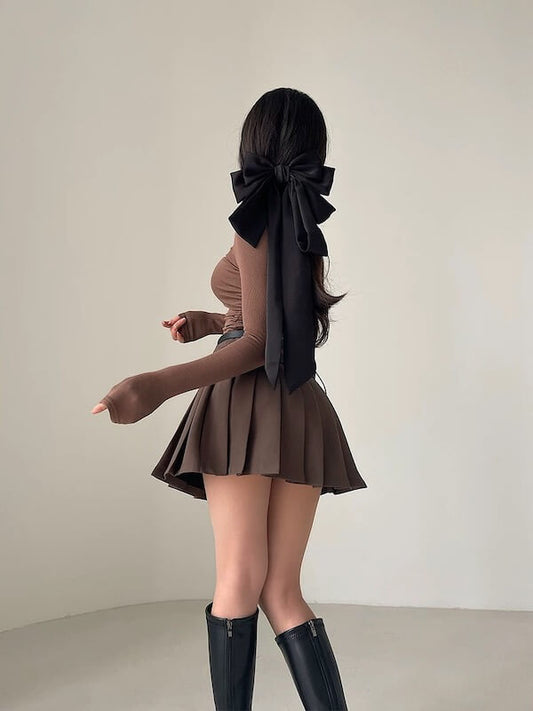 Double belts academia skirt