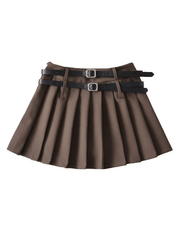 Double belts academia skirt