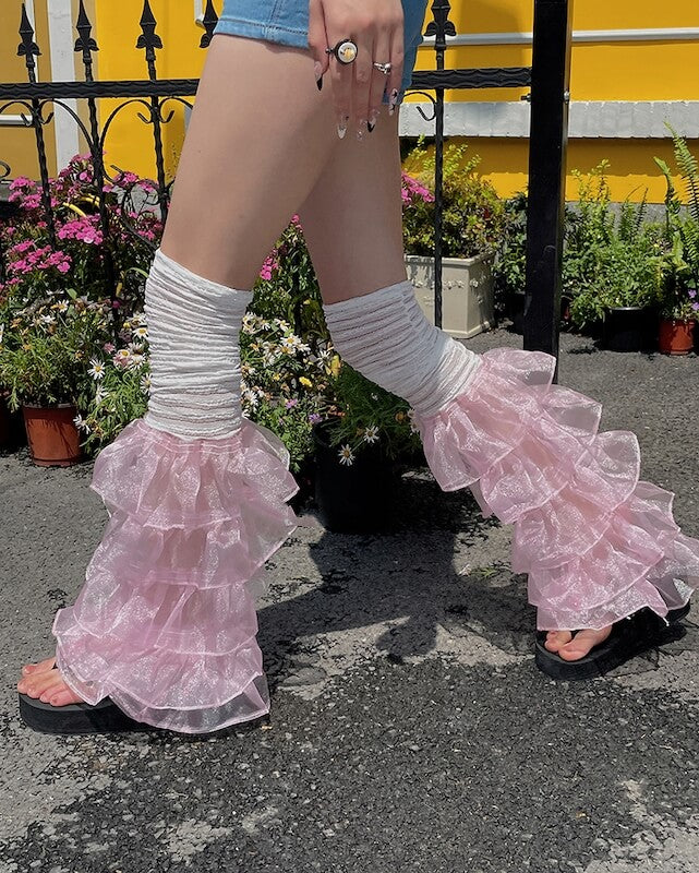 Pink Vintage Lace Legwarmers