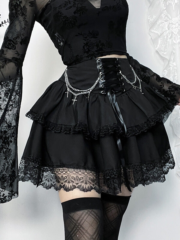 Fairy goth floral top/ chains skirt – Cutiekill