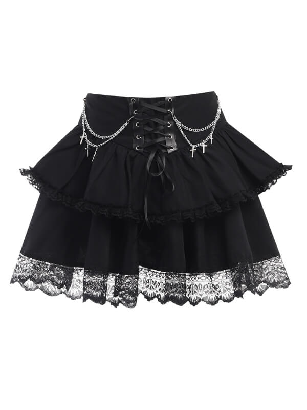    cutiekill-fairy-goth-floral-top-chains-skirt-ah0550