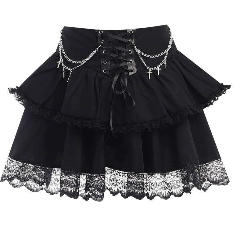    cutiekill-fairy-goth-floral-top-chains-skirt-ah0550