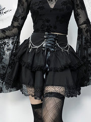 cutiekill-fairy-goth-floral-top-chains-skirt-ah0550