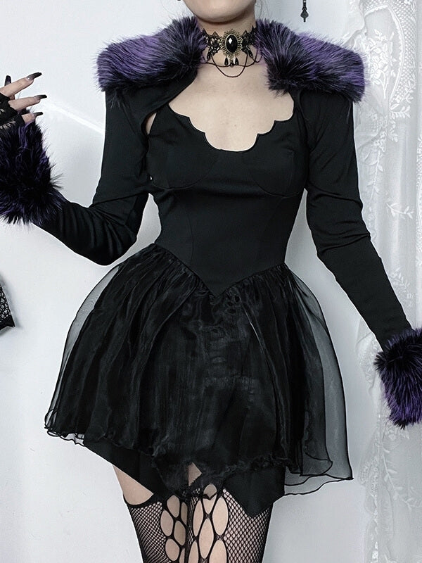 cutiekill-fluffy-goth-lolita-two-piece-dress-ah0576