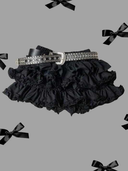 Goth lolita flared layered skirt