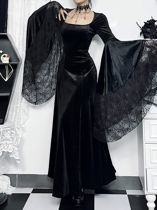 cutiekill-goth-queen-spiderweb-sleeves-dress-ah0577 750