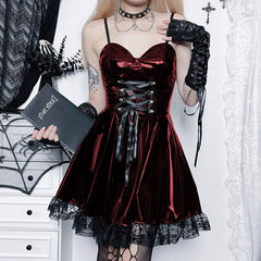 cutiekill-goth-ribbon-leather-dress-ah0526