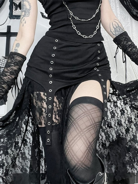cutiekill-goth-wasteland-irregular-lace-skirt-ah0812