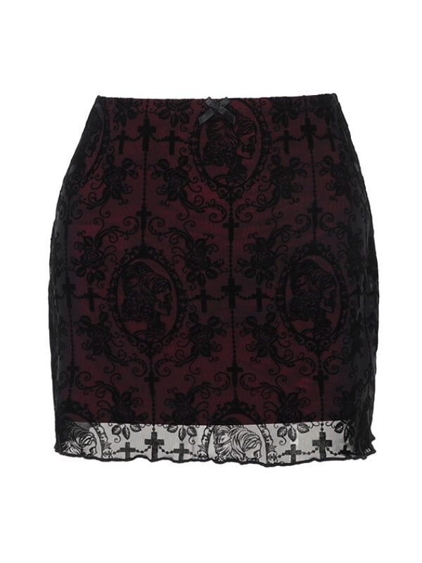 cutiekill-goth-wine-lace-skirt-ah0668