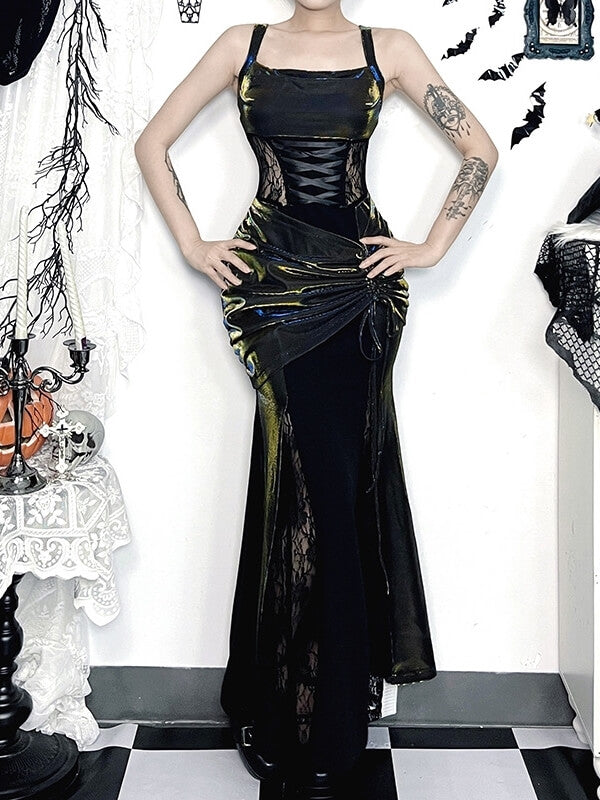 cutiekill-gothic-aesthetic-lace-up-fishtail-dress-ah0858