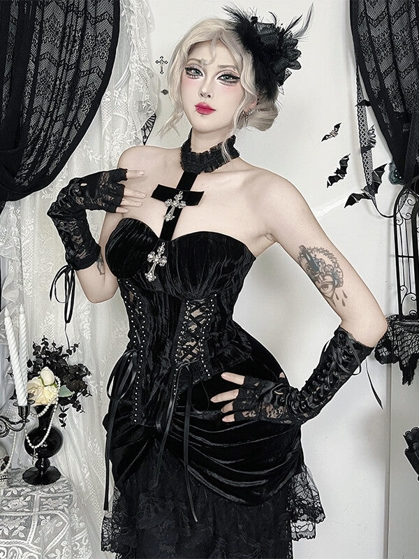 cutiekill-gothic-angelic-cross-ribbon-lace-halter-corset-ah0878