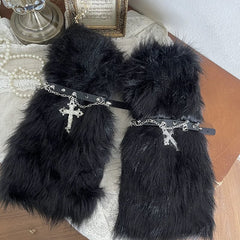 cutiekill-gothic-baroque-cross-studded-chain-furry-leg-warmers-c0505